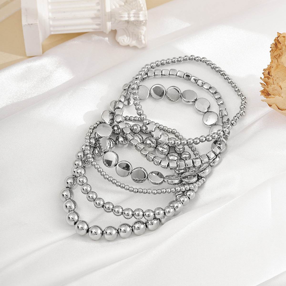 Geometric Handmade Beaded Alloy Bracelet For Women - Mubimart