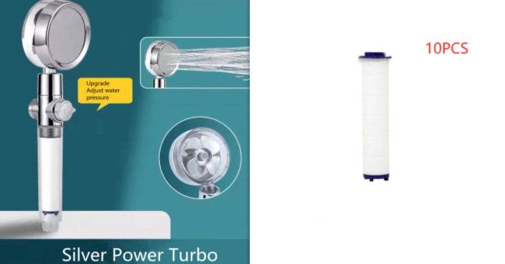 Shower Head Water Saving Flow 360 Degrees Rotating With Small Fan ABS Rain High Pressure Spray Nozzle Bathroom Accessories - Mubimart
