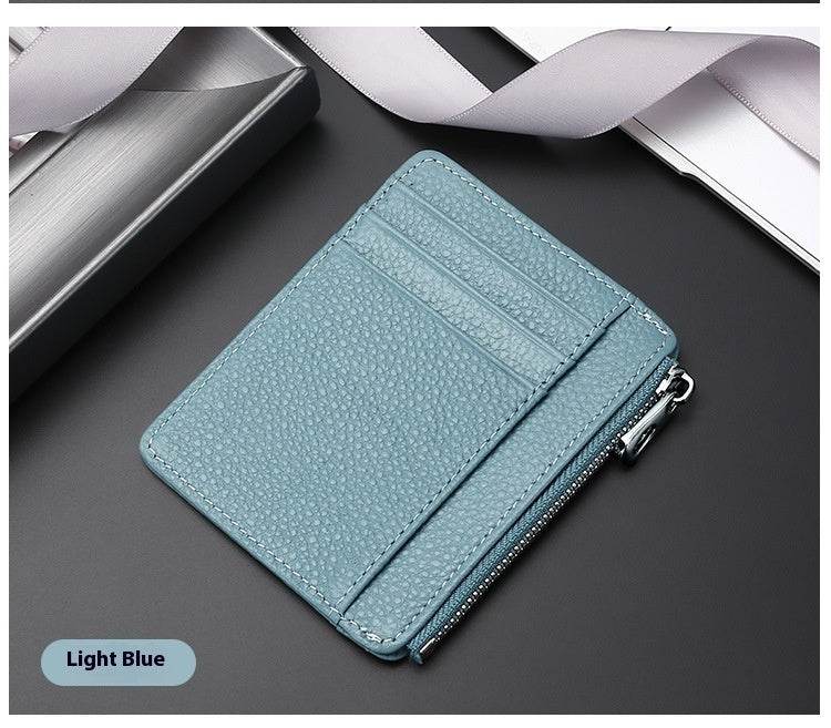 Leather Card Holder First Layer Cowhide Card Holder - Mubimart