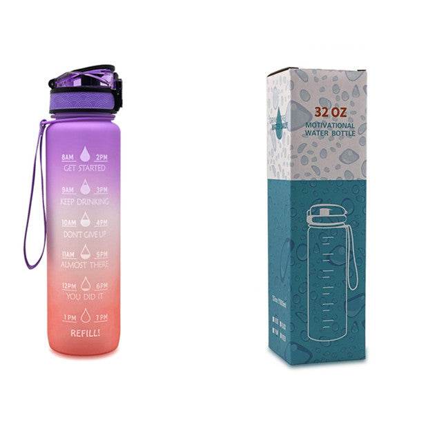 1L Tritan Water Bottle With Time Marker Bounce Cover Motivational Water Bottle Cycling Leakproof Cup For Sports Fitness Bottles - Mubimart