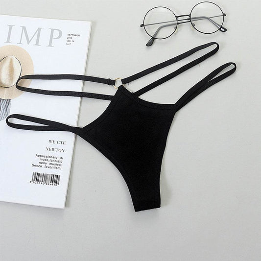 Sheer Bikini Strap Cutout Triangle Low Waist Women's Panties - Mubimart