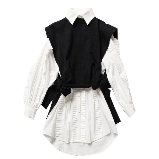 Pleated shirt dress - Mubimart