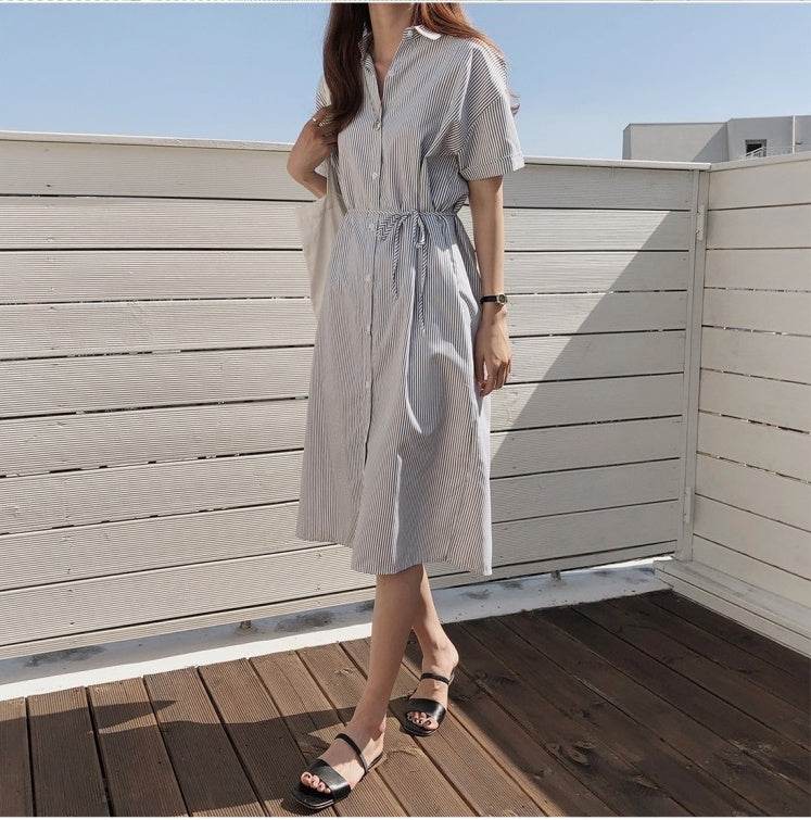 Striped shirt dress - Mubimart