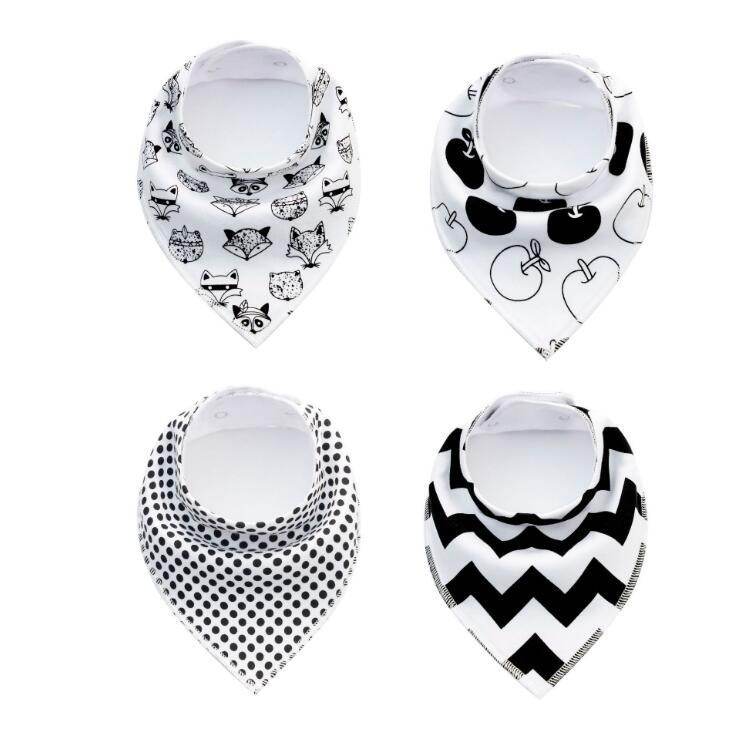 4pcs Lot Bibs Burp Cloth Print Arrow Wave Triangle Baby Bibs Cotton Bandana Accessories - Mubimart
