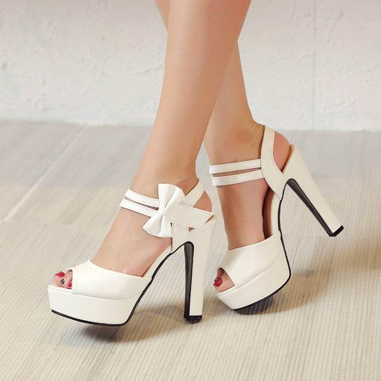 Block Heel Super High Heel Sandals - Mubimart