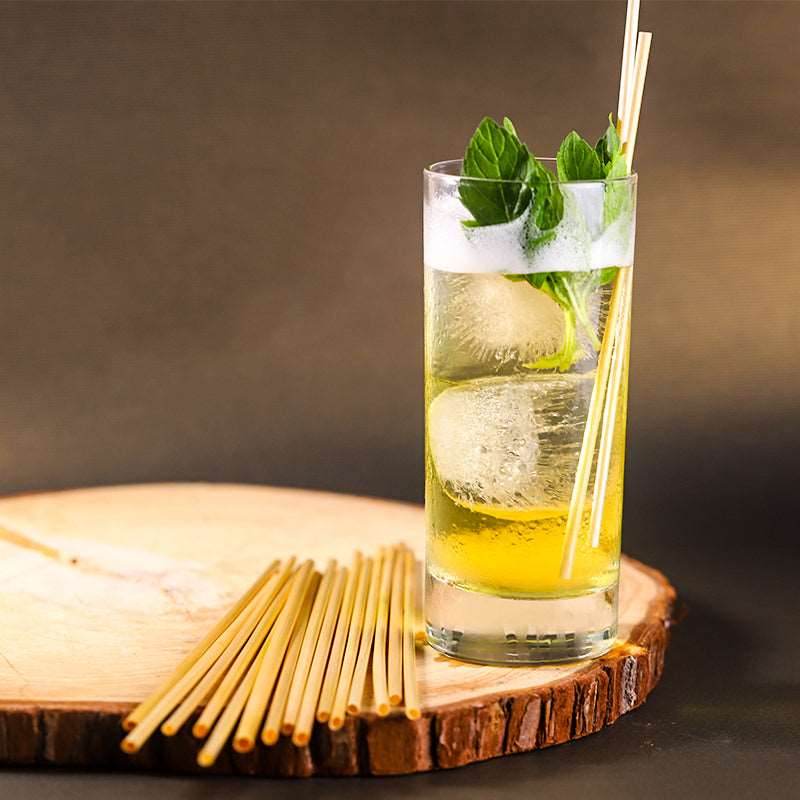 100Pcs 20cm Natural Wheat Straw Reusable Drinking Straws - Mubimart
