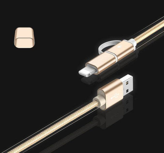 100cm 2A Fast Charger Cable 2 IN 1 USB Type C Micro USB Braided Cord For Mate 8 S 9 10 Pro P8 P9 P10 Lite P20 Honor 7 8 9 - Mubimart