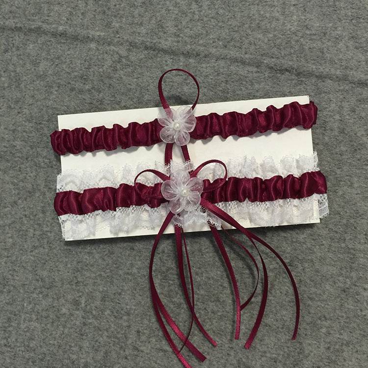 Garter belt with small flowers bow - Mubimart