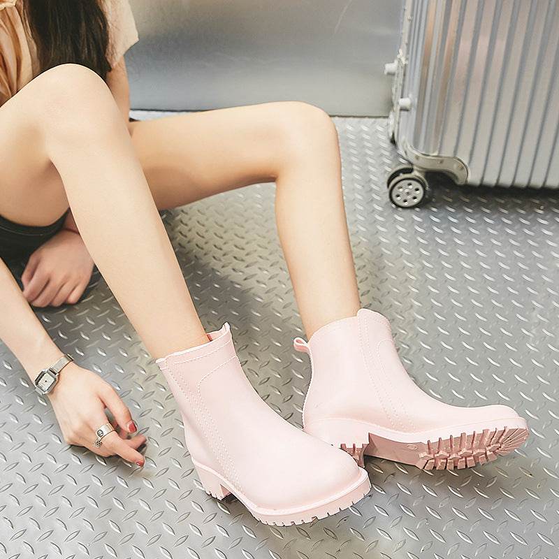 Women's Short Tube Rain Boots Wear Anti Slip Low Top Rain Boots - Mubimart