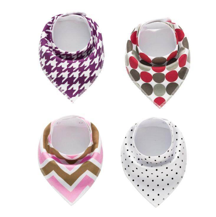 4pcs Lot Bibs Burp Cloth Print Arrow Wave Triangle Baby Bibs Cotton Bandana Accessories - Mubimart