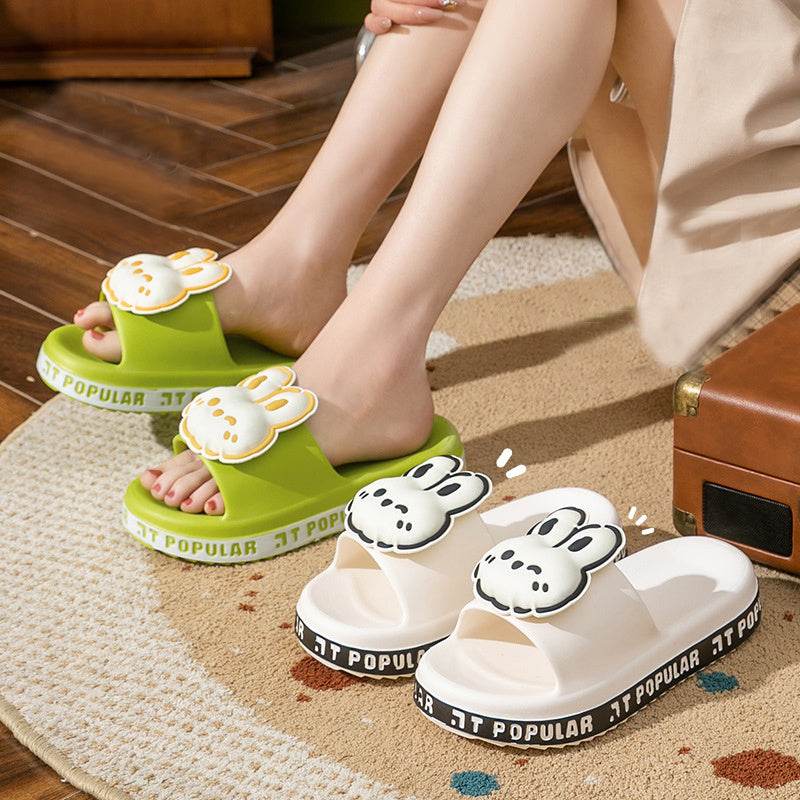Cute Rabbit Slippers For Women Summer Fashion Letter Garden Shoes Indoor Anti-Slip Floor Bathroom Bathing Home Slipper - Mubimart