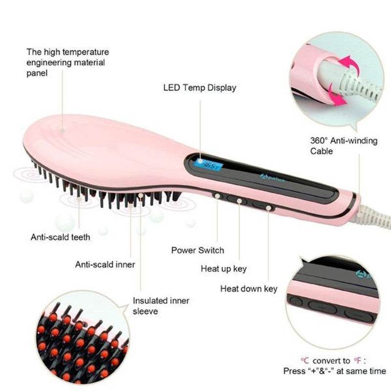 Paddle Brush Hair Straightener - Mubimart