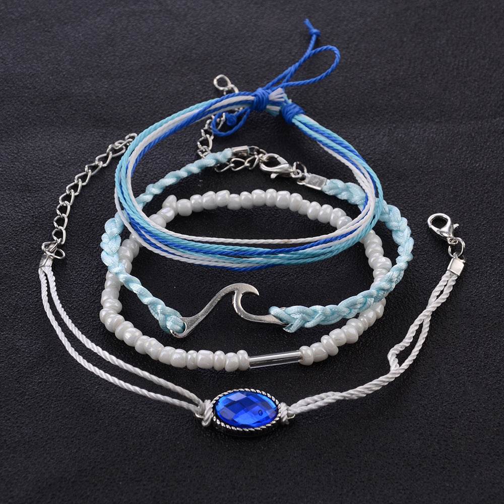 Wave blue gemstone bracelet - Mubimart