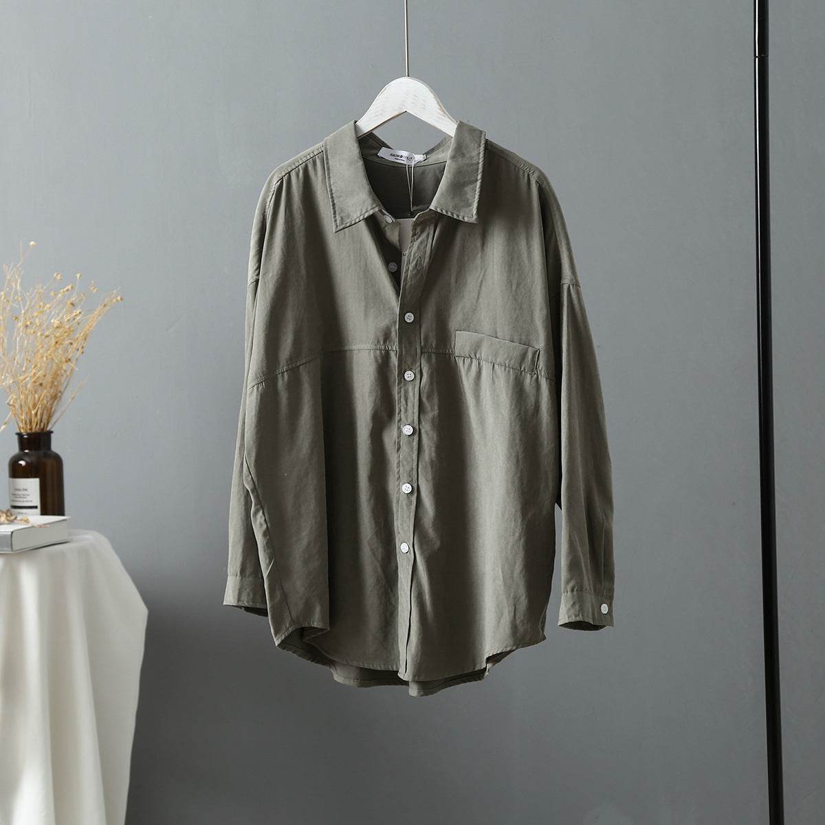 Women's shirt jacket loose Hong Kong style shirt women - Mubimart