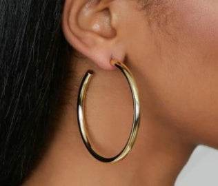 Gold Chunky Hoop Earrings - Mubimart