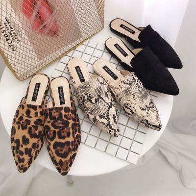 Pointed-toe baotou mules shoes cool half drag - Mubimart