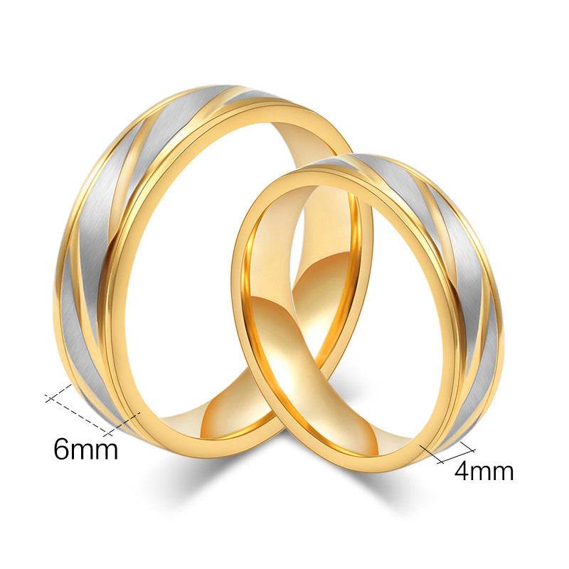 Classic Wedding Ring For Women Men Gold Color - Mubimart