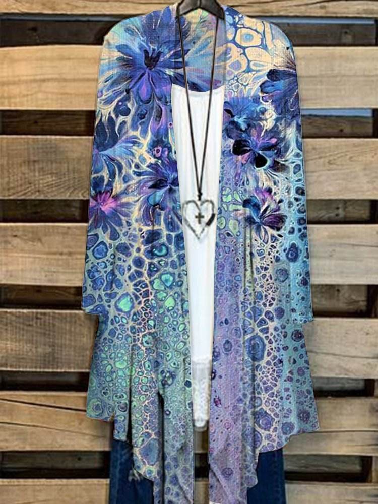 Simple Cardigan Plus Size Women's Printed Coat Top - Mubimart