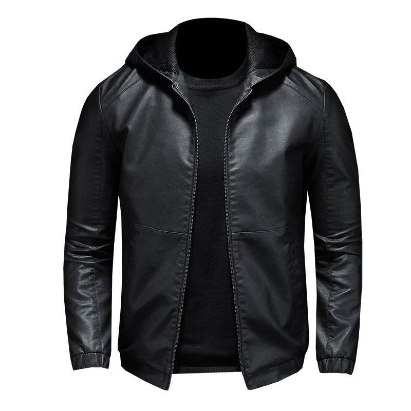 Men's leather jacket motorcycle jacket - Mubimart