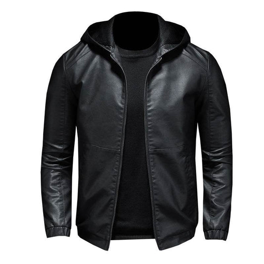 Men's leather jacket motorcycle jacket - Mubimart