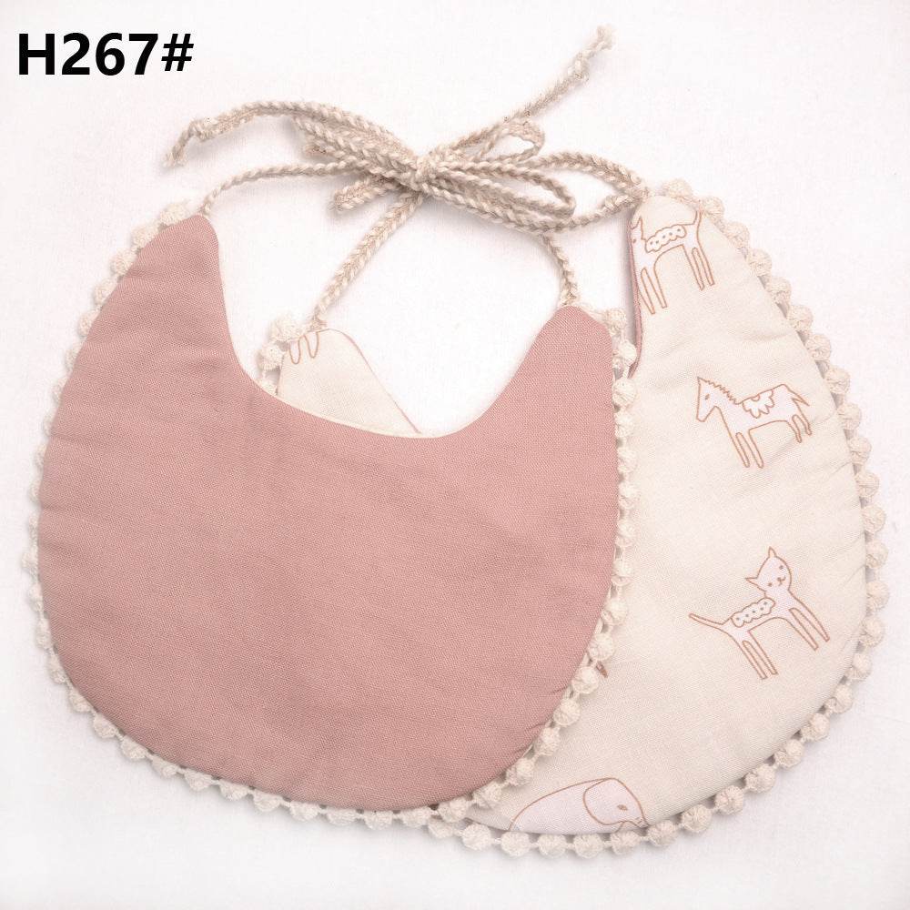 Cotton and linen two-layer saliva towel bib bib - Mubimart