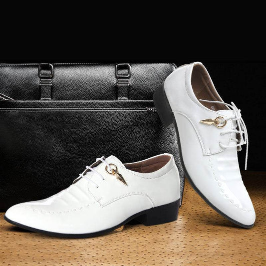 Formal Mens Dress Shoes Genuine Leather Black Luxury Wedding Shoes Men Flats Office Oxfords - Mubimart