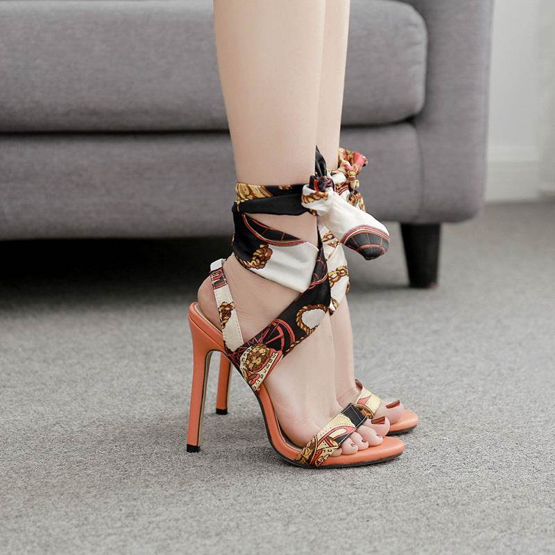 Lace pattern stiletto high heels - Mubimart