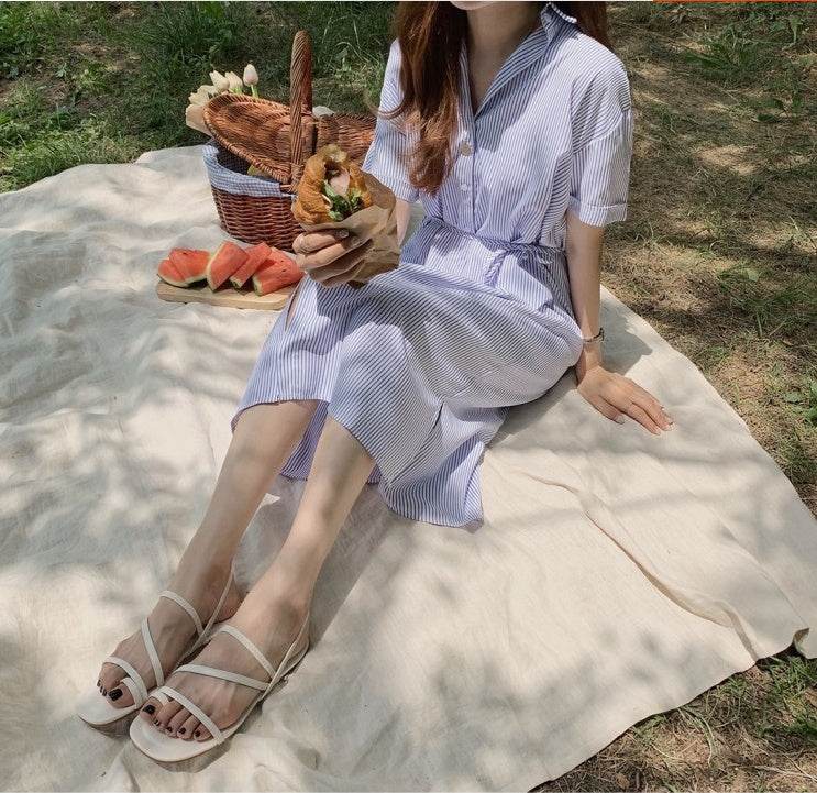 Striped shirt dress - Mubimart