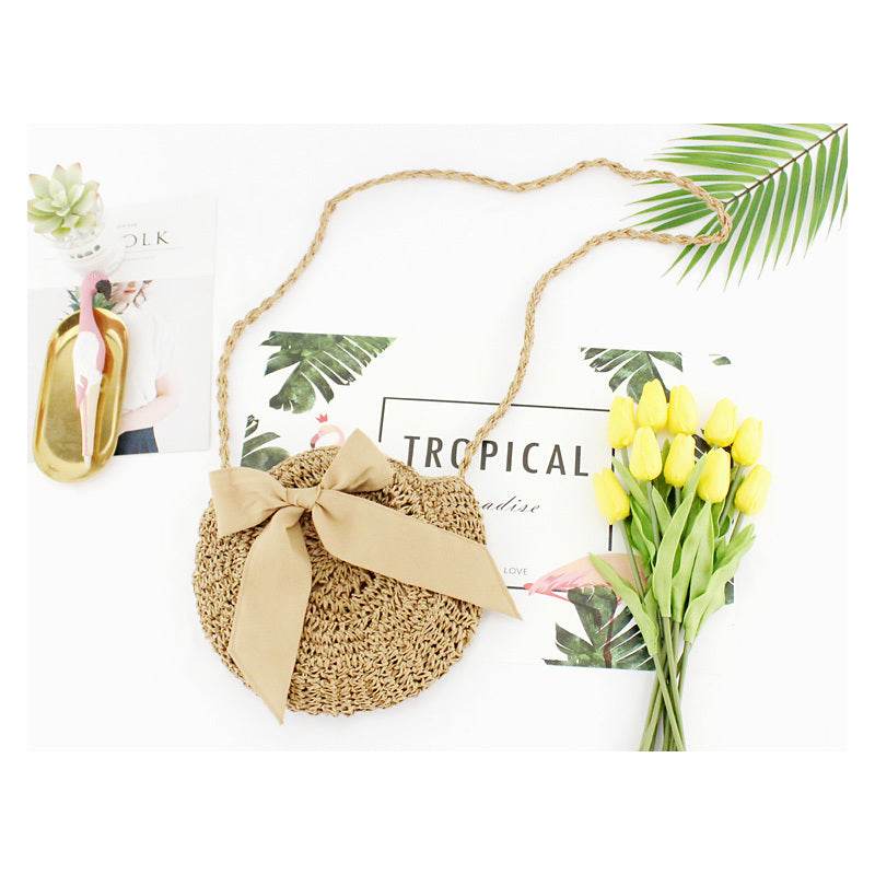 Woven soft beach bag straw bag - Mubimart