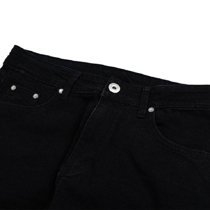 Pure Black Stretch Fit High Street Fit Men's Jeans - Mubimart