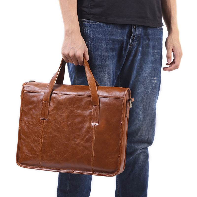 Men's leather briefcase - Mubimart