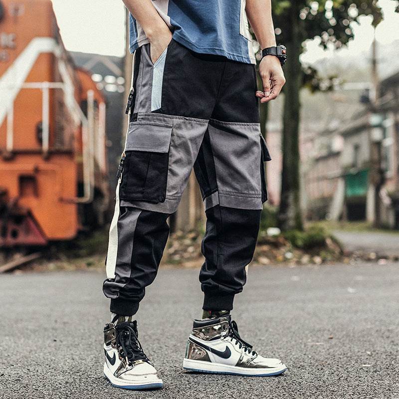 Pocket Contrast Cargo Pants - Mubimart