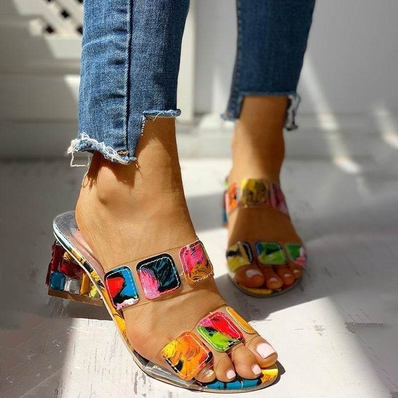Toe Women's Multicolor Wedge Heels - Mubimart