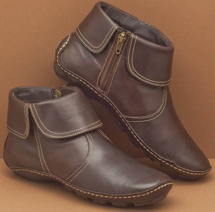 Ankle Boots Women Zipper Flat Shoes - Mubimart