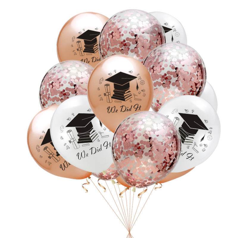 10pcs Graduation Balloons Gold Silver Black Latex Balloon - Mubimart