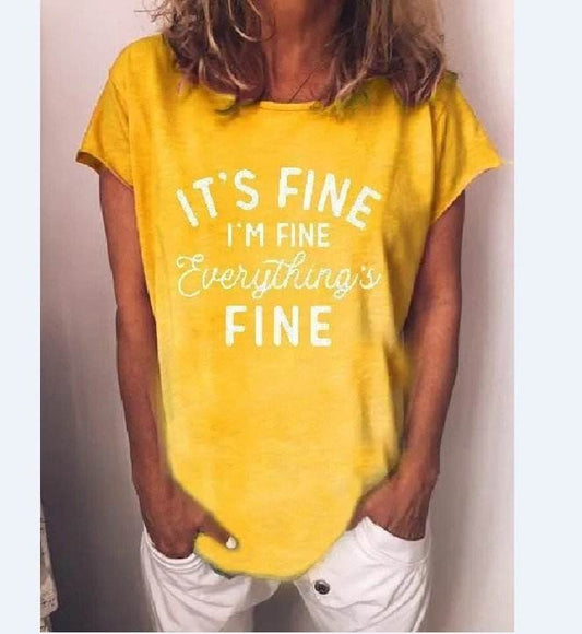Casual simple plus size letter pullover T-shirt - Mubimart