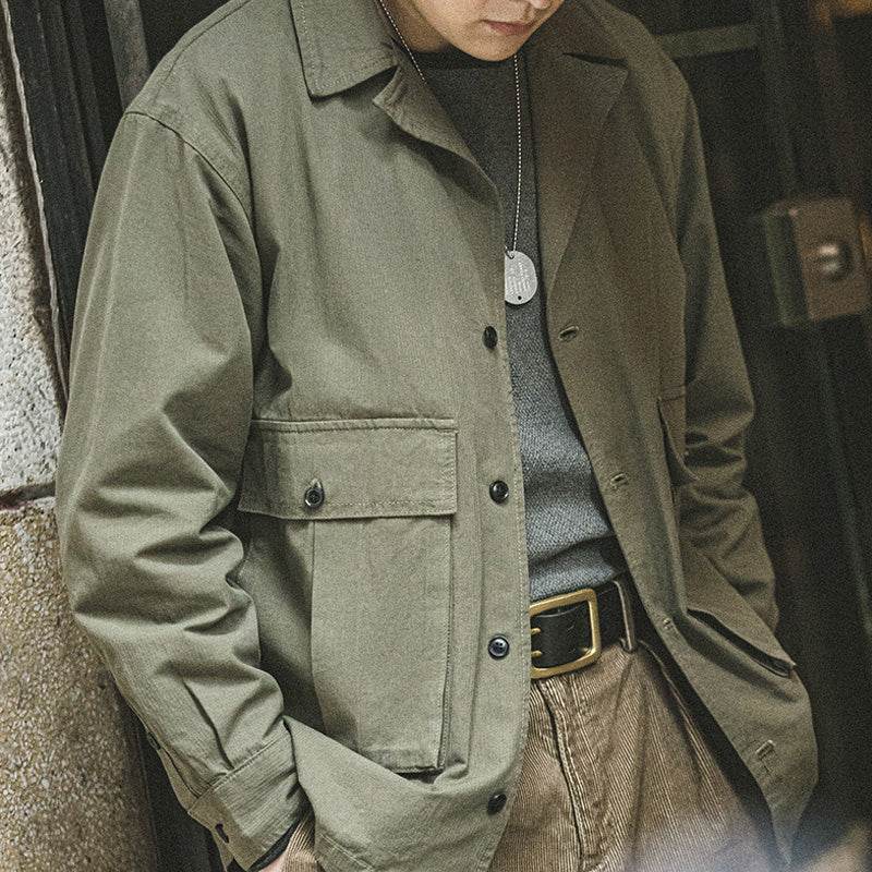 Spring And Autumn Vintage Outer Wear Shirt Jacket Jacket Men - Mubimart
