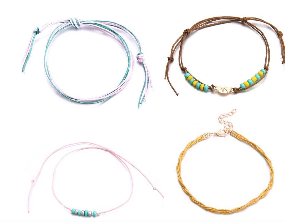 Multi Rainbow Colorful Seed Beads Handmade Beaded Ocean Beach Anklets - Mubimart