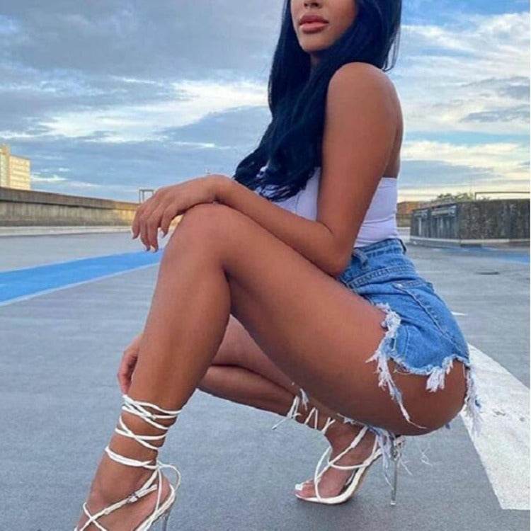 Crystal clear stiletto sandals - Mubimart