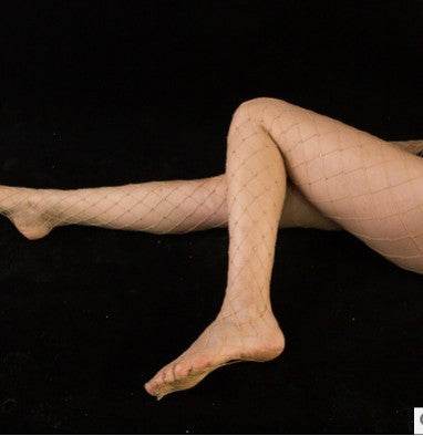 Rhinestone Fishnet Tights - Mubimart