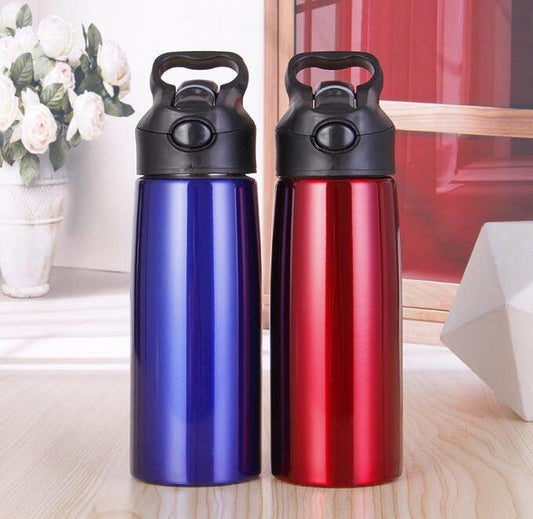 Stainless steel single-layer straw sports bottle - Mubimart
