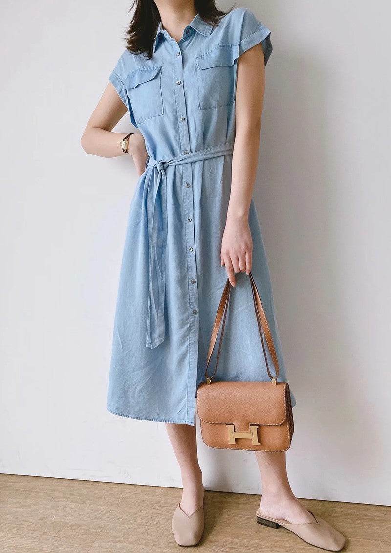 Solid color shirt dress - Mubimart