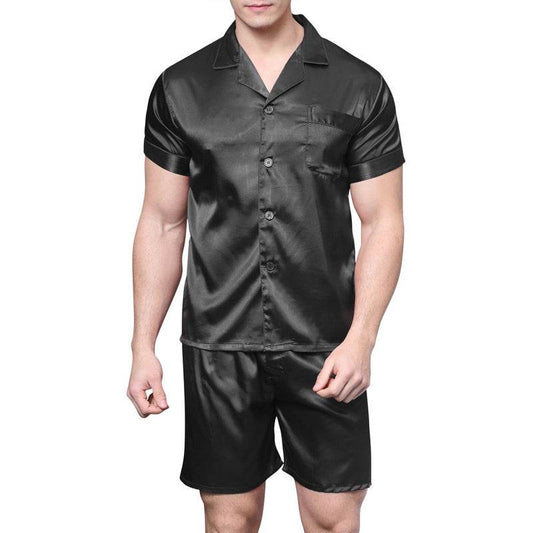 Men's Stain Silk Pajama Set Men Pajamas Silk - Mubimart