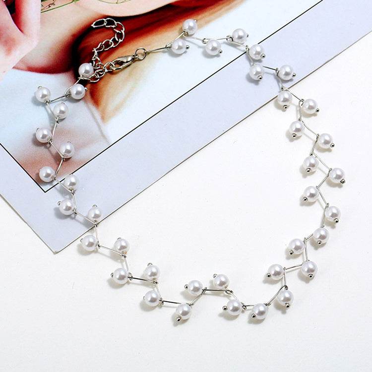 New Charm Simulated Pearl Beads Choker Necklace For Women - Mubimart