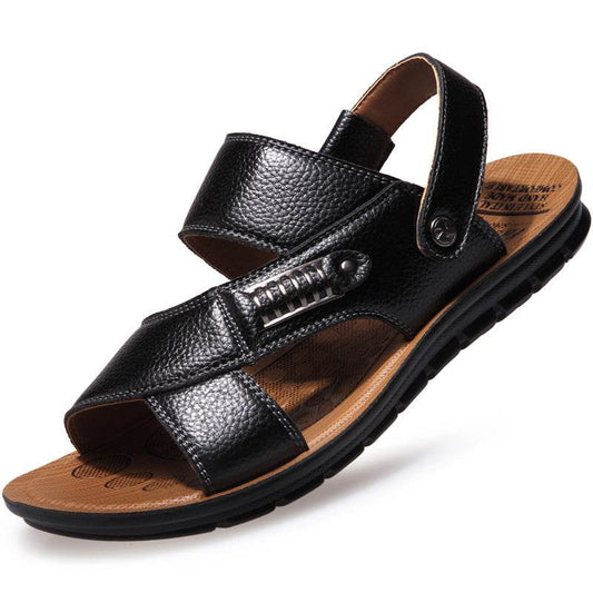 Men's sandals leather beach shoes - Mubimart