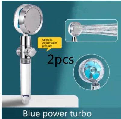 Shower Head Water Saving Flow 360 Degrees Rotating With Small Fan ABS Rain High Pressure Spray Nozzle Bathroom Accessories - Mubimart