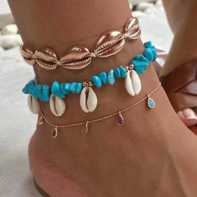 Bohemian Beach Woven Shell Anklets - Mubimart