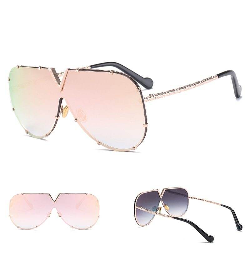 Sunglasses, men, women, men and women, sunglasses, frameless, rivet, personality glasses - Mubimart