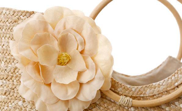 Straw bag beach bag handbag - Mubimart