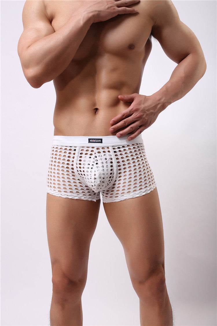 Mesh boxer briefs hollowed out - Mubimart